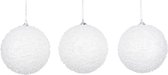 9x Grote luxe witte sneeuw kerstballen van foam 10 cm - Kerstboomversiering/kerstversiering - Kerstballen/sneeuwballen wit