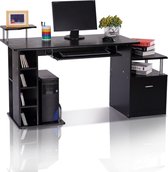 Bureau - Schrijftafel - Computerbureau - Bureautafel - Opslagruimte - 152 x 60 x 88cm - Zwart