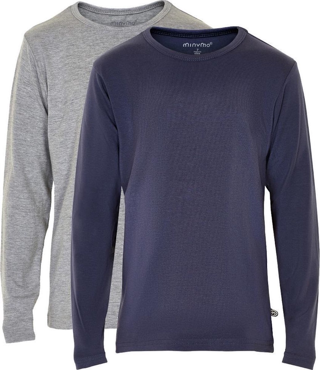 Minymo T-shirt Jongens Katoen Navy/grijs 2 Stuks Maat 146