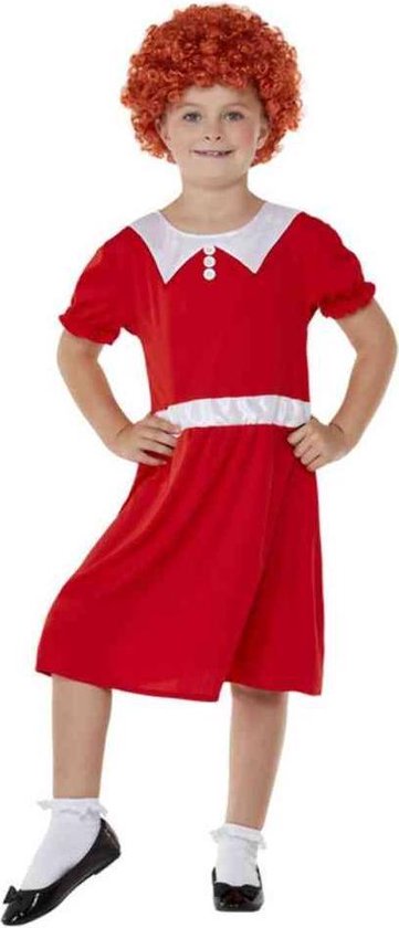 Smiffy's - Dans & Entertainment Kostuum - Zingend Weesmeisje Kind Kostuum - Rood - Medium - Kerst - Verkleedkleding