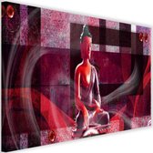 Schilderij Geometrische boeddha, 2 maten, rood, Premium print