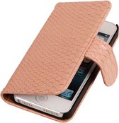 Wicked Narwal | Snake bookstyle / book case/ wallet case Hoes voor iPhone 4 Licht Roze