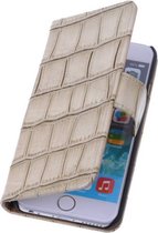 Wicked Narwal | Glans Croco bookstyle / book case/ wallet case Hoes voor iPhone 6 Plus Beige