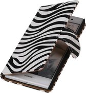 Wicked Narwal | Zebra bookstyle / book case/ wallet case Hoes voor Huawei Huawei Ascend P7 Wit