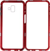 Wicked Narwal | Magnetic Back Cover voor Samsung Galaxy J6 Plus Rood - Transparant