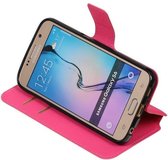 Wicked Narwal | Cross Pattern TPU bookstyle / book case/ wallet case voor Samsung Galaxy S6 G920F Roze