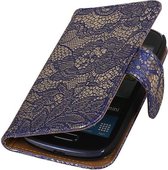 Wicked Narwal | Lace bookstyle / book case/ wallet case Hoes voor Samsung Galaxy S3 mini i8190 Blauw