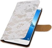 Wicked Narwal | Lace bookstyle / book case/ wallet case Hoes voor Huawei Y7 / Y7 Prime Wit