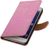 Wicked Narwal | Lace bookstyle / book case/ wallet case Hoes voor Samsung Galaxy Note 3 N9000 Roze