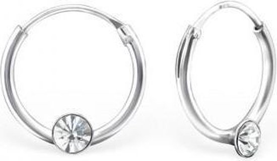 Aramat jewels ® - 925 sterling zilveren kinder oorringen met transparant kristal