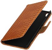 Wicked Narwal | Snake bookstyle / book case/ wallet case Hoes voor sony Xperia XA Bruin