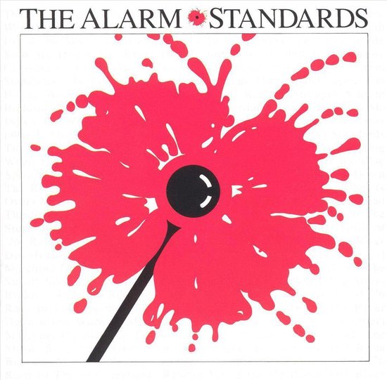 The Alarm Standards logo met een rode klaproos van verfspatten en een zwarte steel.
