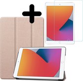 iPad 10.2 2020 Hoes Book Case Hoesje Cover Met Screenprotector - Goud