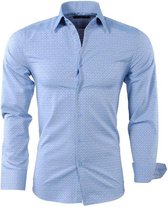 Montazinni - Heren Overhemd - Geruit - Slim Fit - Blauw