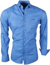 Ferlucci - Heren overhemd - Calabria - Stretch - Knitted - Blauw