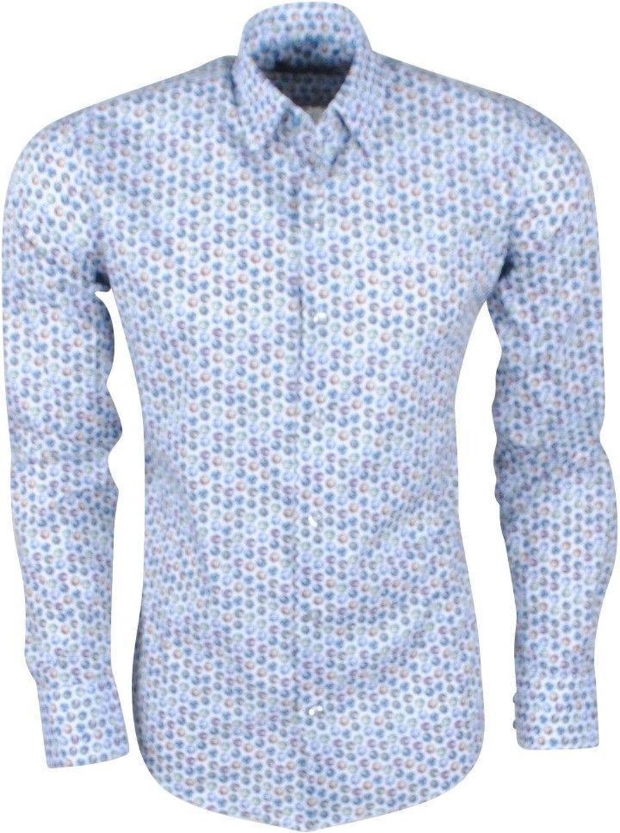 Ferlucci Heren Overhemd met Mini Uil Design - Calabria - Stretch - Wit
