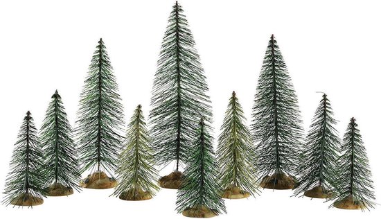Lemax - Needle Pine Trees - Set Of 10 - Kersthuisjes & Kerstdorpen