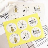 Winter stickers / envelop zegels - Wit - Zwart en Goud | IJsbeer - Hert - Merry Christmas | 30 etiketten - labels - sluitzegels