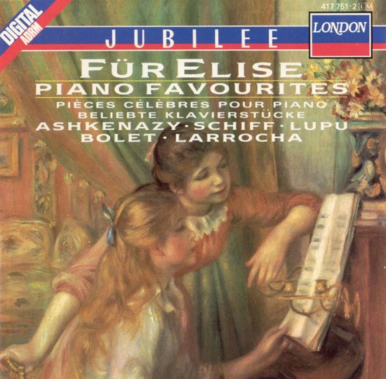 Albumcover "Für Elise Piano Favourites" met twee jonge vrouwen bij een piano.