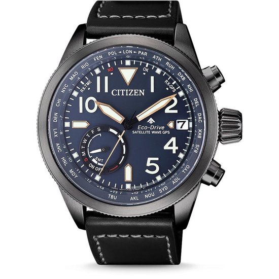 Citizen Promaster Satellite Wave CC3067-11L Horloge - Leer - Zwart - Ø 44  mm | bol.com