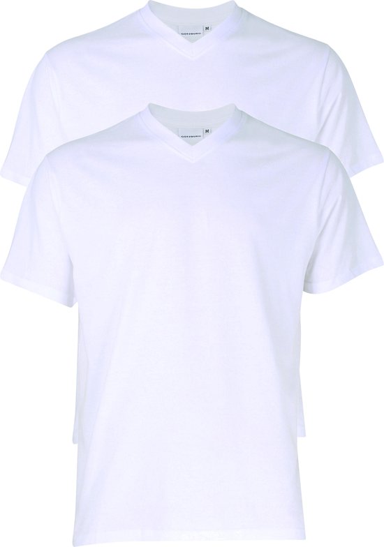Gotzburg heren T-shirts regular fit V-hals (2-pack) - wit - Maat: XL