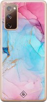 Samsung S20 FE hoesje siliconen - Marmer blauw roze | Samsung Galaxy S20 FE case | multi | TPU backcover transparant