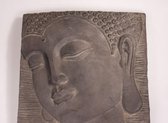 Boeddha Wandplaat 51X5X51 cm Donker Grijs Fiberclay STONE Lite