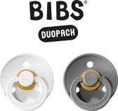 BIBS Fopspeen - Maat 2 (6-18 maanden) DUOPACK - White & Smoke - BIBS tutjes - BIBS sucettes