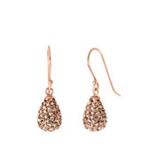 Lucardi - Zilveren oorbellen rose druppel Swarovski Crystal
