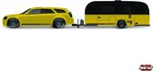 Maisto Dodge MAGNUM R/T 2006 +CAMPER TRAILER geel/zwart schaalmodel 1:64