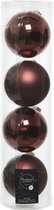 Kerstballen glas glans-mat dia 10 cm rood bruin