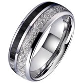 Wolfraam heren ring Carbon Vermiculiet Inlay-21.5mm