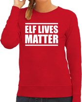 Elf lives matter Kerst sweater / Kersttrui rood voor dames - Kerstkleding / Christmas outfit L