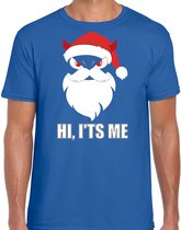 Devil Santa Kerstshirt / Kerst t-shirt hi its me blauw voor heren - Kerstkleding / Christmas outfit L