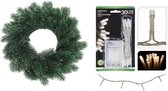 Couronne de pin/couronne de porte 35 cm avec lumières de Noël blanc chaud - Couronnes de Couronnes de Noël