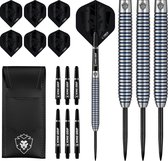 KOTO Tiger Blue Paint 90% Tungsten Darts, 23 Gram Steeltip Dartpijlen Van 90% Wolfraam, Professionele Stalen Punt DartSet Met 3 Pijlen en 6 Shafts, Met Dart Wallet