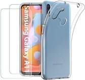 Galaxy A11 / M11 hoesje - Galaxy A11 / M11 casesiliconen transparant - hoesje A11 / M11 - Hoesje Geschikt Voor Samsung Galaxy A11 / M11 hoesjes cover hoes - 2x Galaxy A11 / M11 Screenprotector Tempered Glass