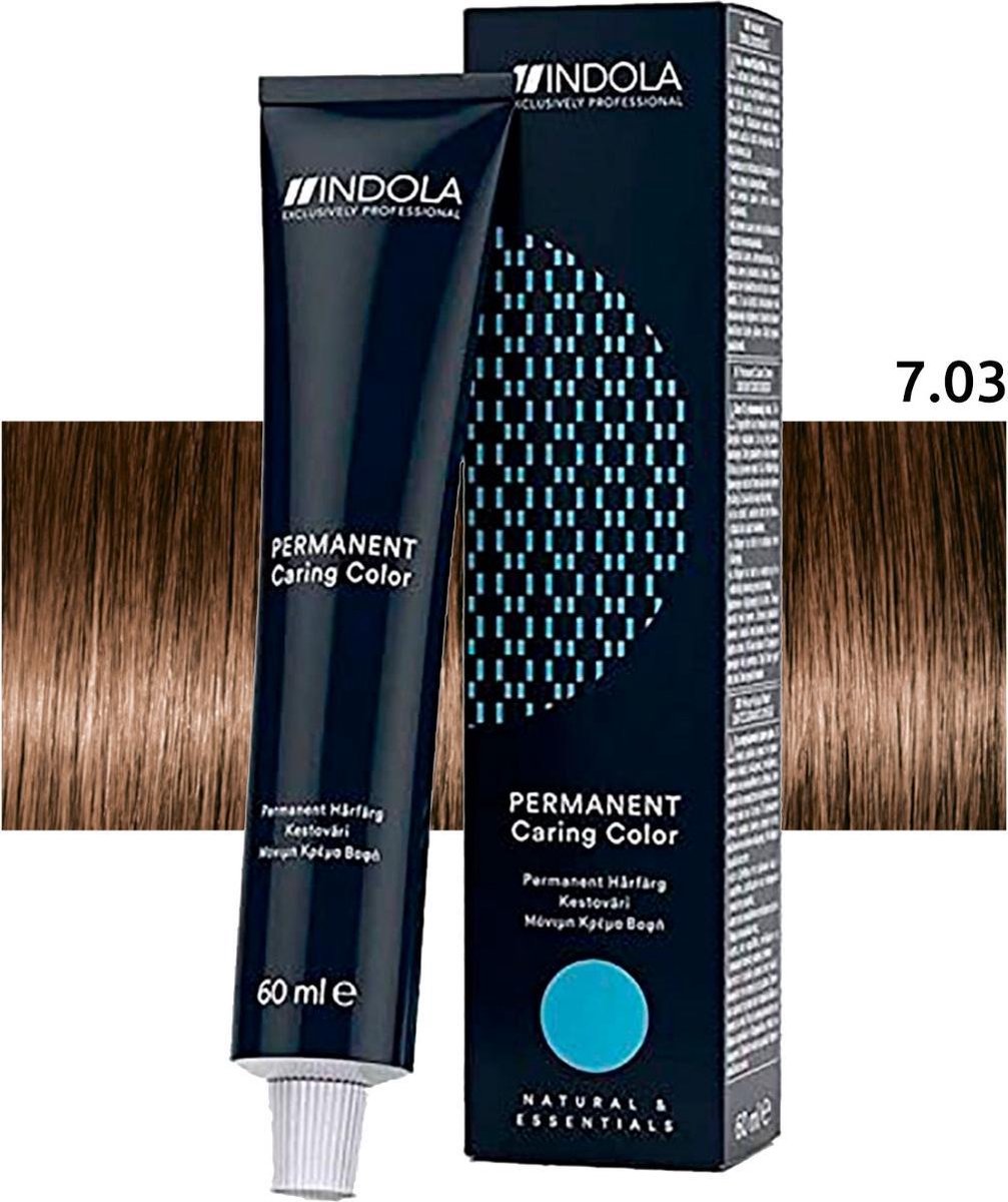 Indola Haarverf Profession Color Permanent Caring Color 7.03+ Medium Blond Extra Nature Gold
