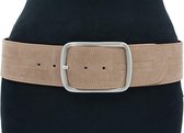 Brede heupriem beige nubuck 6 cm breed - Beige - Heupriem - Echt Leer/Nubuck - Taille: 85cm - Totale lengte riem: 100cm