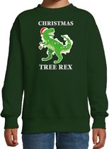 Christmas tree rex Kerstsweater / Kerst trui groen voor kinderen - Kerstkleding / Christmas outfit 7-8 jaar (122/128) - Kersttrui