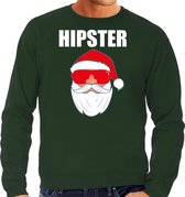 Foute Kerst sweater / Kersttrui Hipster Santa groen voor heren- Kerstkleding / Christmas outfit XL