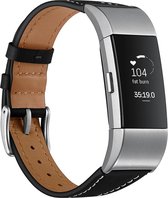Bandje Voor Fitbit Charge 2 - Premium Leren Band - Zwart - One Size - Horlogebandje, Armband