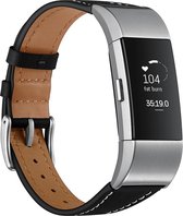 Charge 2 premium leren band - zwart - Geschikt voor Fitbit