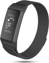 Bandje Voor Fitbit Charge 3 & 4 Milanese Band - Zwart - Maat: ML - Horlogebandje, Armband
