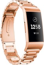 Charge 3 & 4 kralen stalen schakel band - rose goud - Geschikt voor Fitbit