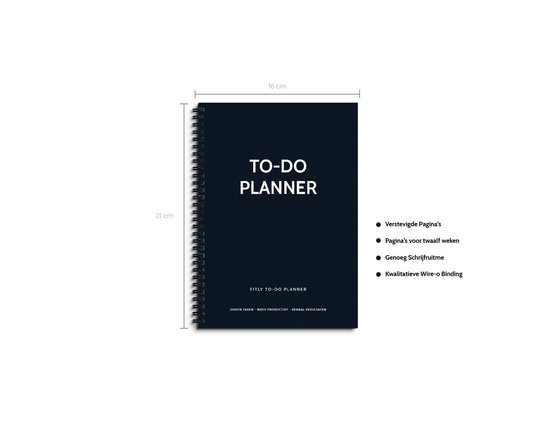 Fitly To Do - Notitieboek - A5 - Zwart - Daily Planner
