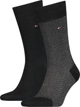 Tommy Hilfiger Sokken Men Sock 2P Micro  Herringbone Zwart Maat:39-42