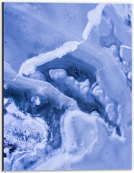 Dibond - Blauwe Marble (2) - 30x40cm Foto op Aluminium (Met Ophangsysteem)