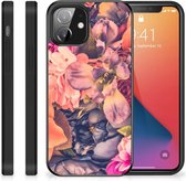 Hoesje Super als Moederdag Cadeau iPhone 12 Mini Telefoontas met Zwarte rand Bosje Bloemen