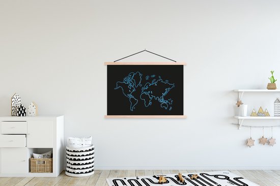 Affiche textielposter Wereldkaart 120x80 cm